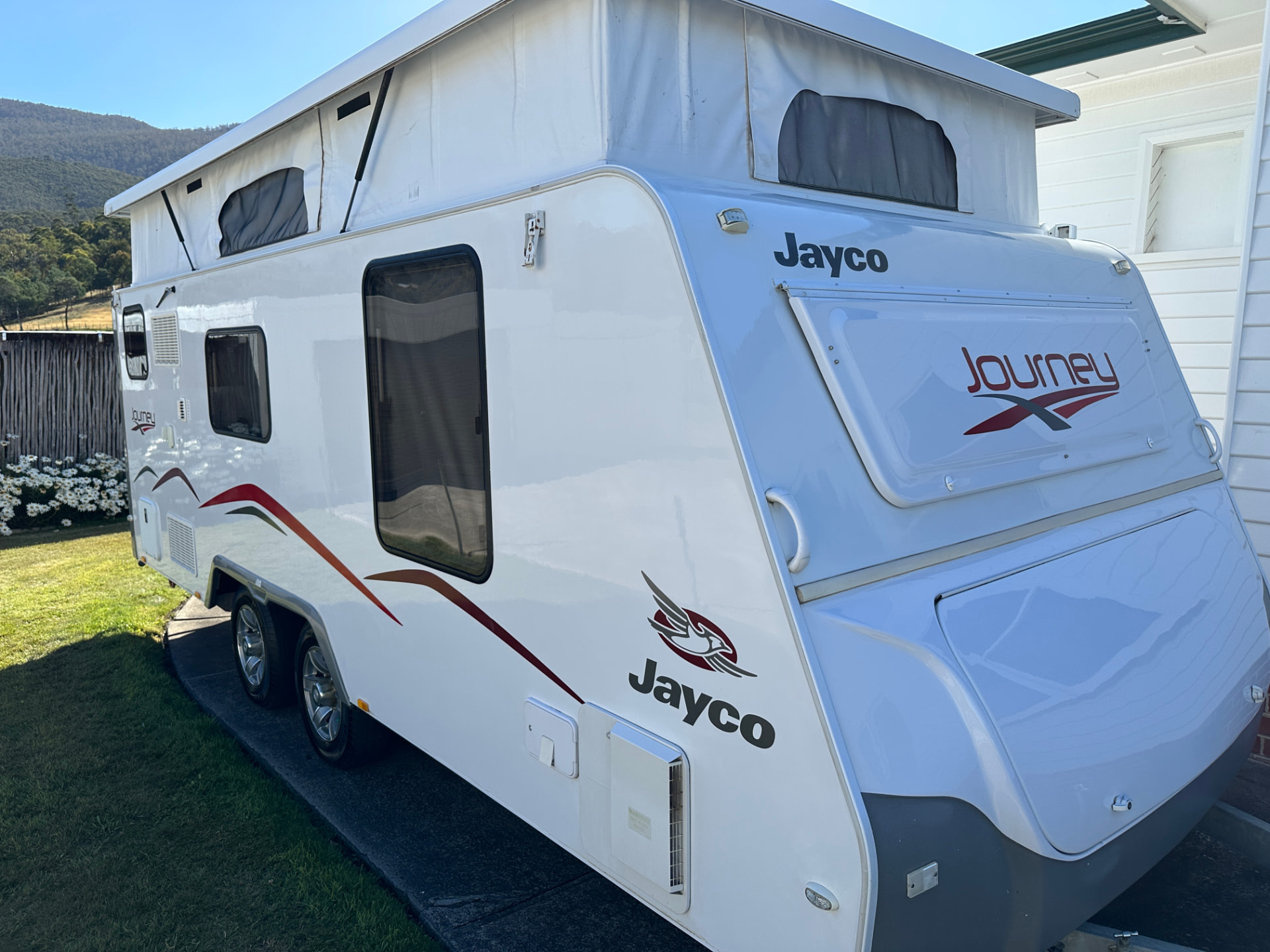 After — Jayco Journey pop-top caravan before and after a full exterior detail