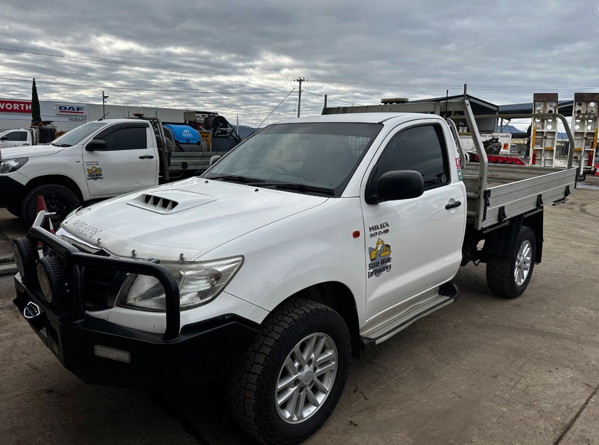 White Toyota HiLux single-cab work ute cleaned and detailed in Hobart